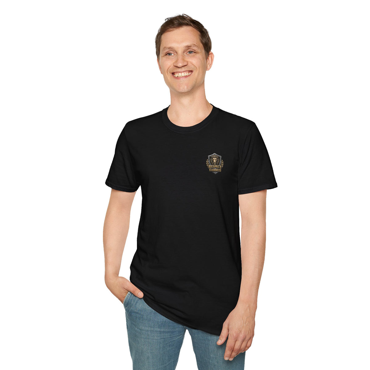 Respect Earned Badge T-Shirt — Vintage Shield Logo Tee