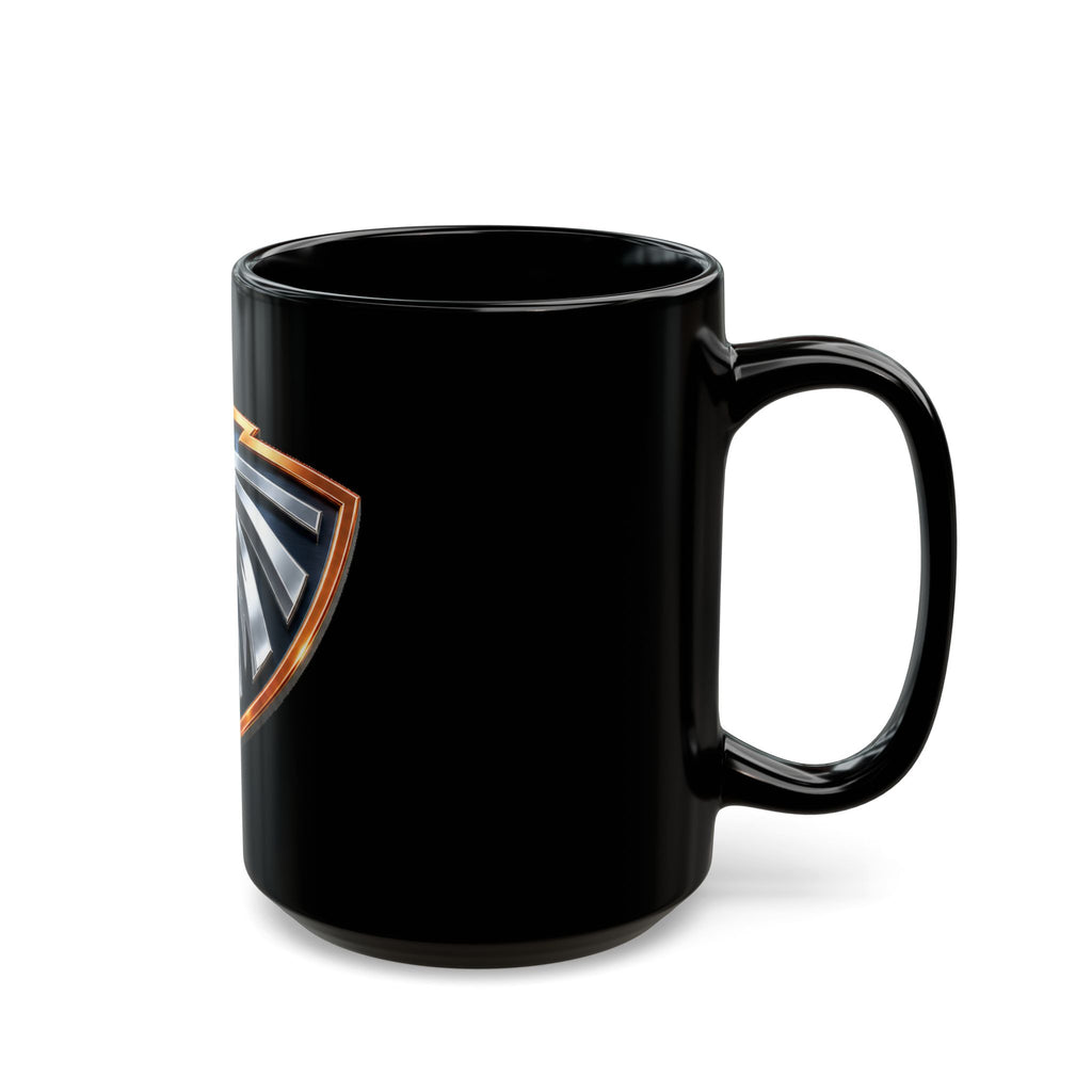Eagle Crest Black Coffee Mug – Bold Metallic Shield Design (11oz, 15oz)