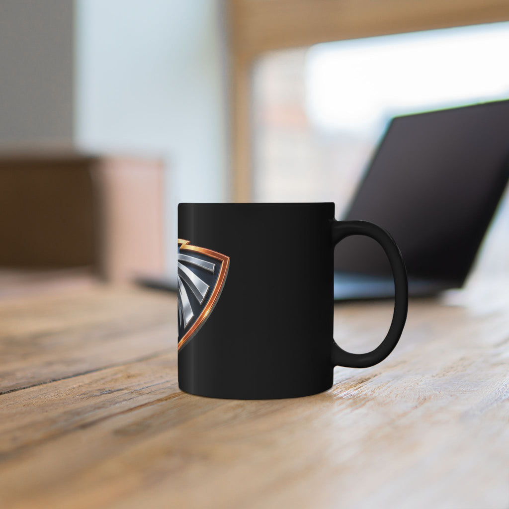 Eagle Crest Black Coffee Mug – Bold Metallic Shield Design (11oz, 15oz)