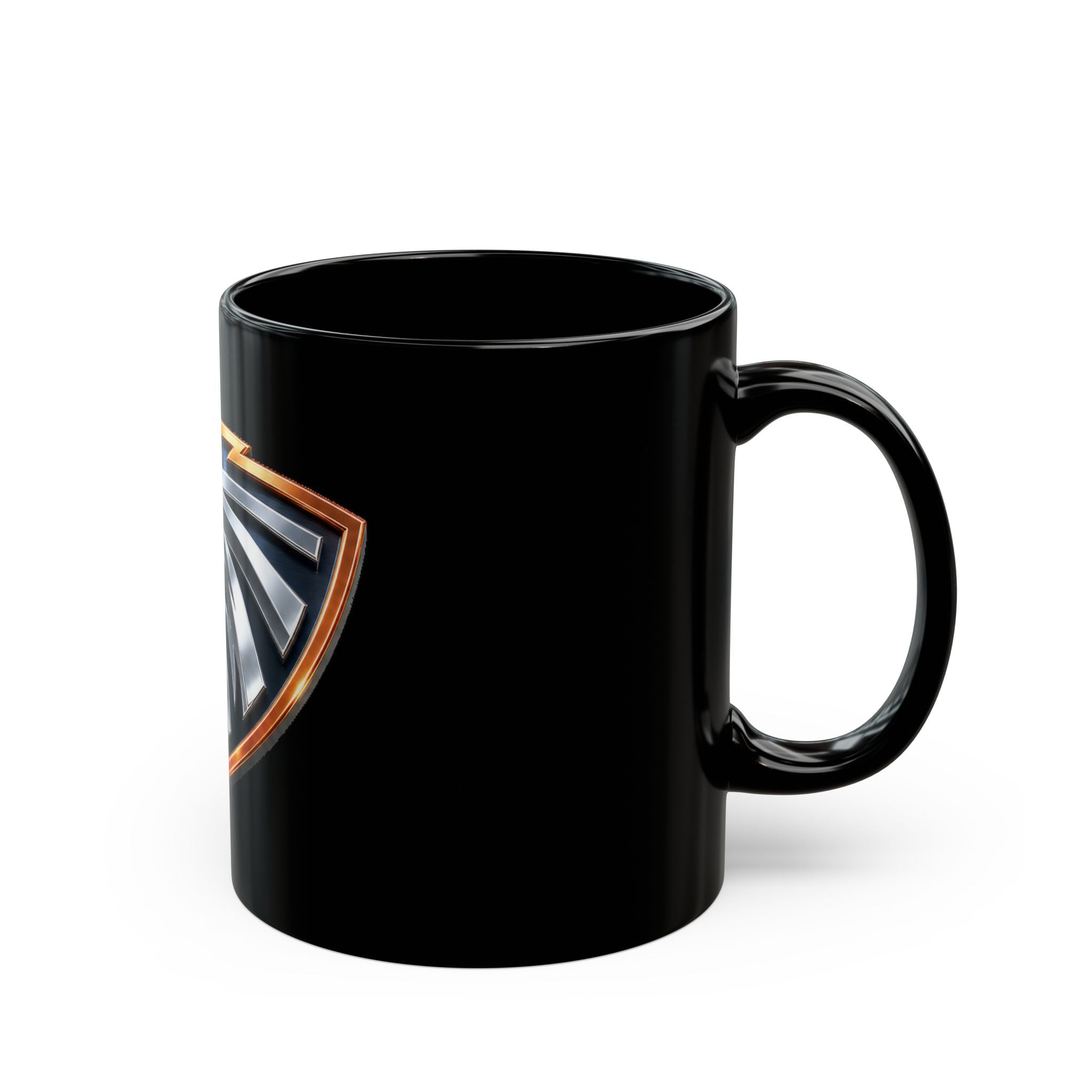 Eagle Crest Black Coffee Mug – Bold Metallic Shield Design (11oz, 15oz)