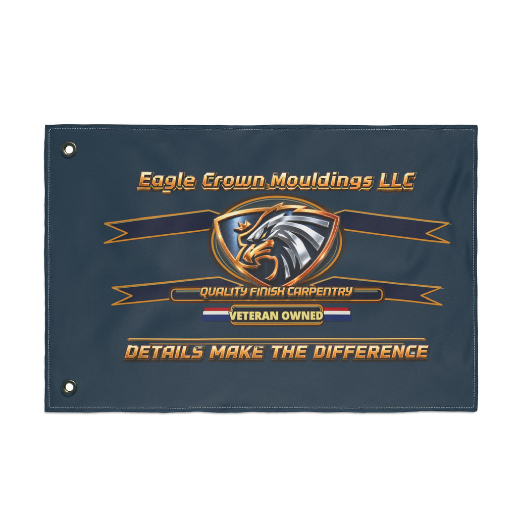 Eagle Crown Mouldings LLC Vinyl Business Flag – Double-Sided ‘Details Make the Difference’ (Veteran Owned)